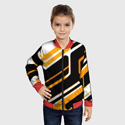 Бомбер детский Чёрно-жёлтые полосы на белом фоне, цвет: 3D-красный — фото 2