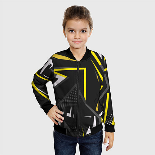 Детский бомбер Абстрактный узор с геометрической концепцией / 3D-Черный – фото 4