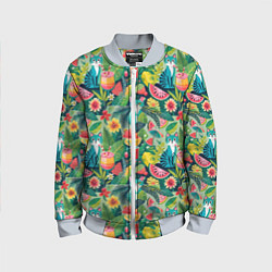 Детский бомбер Летние тропические котики с арбузным коктейлем
