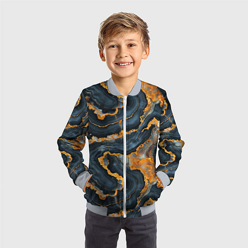 Детский бомбер Золотистый мрамор / 3D-Серый – фото 3