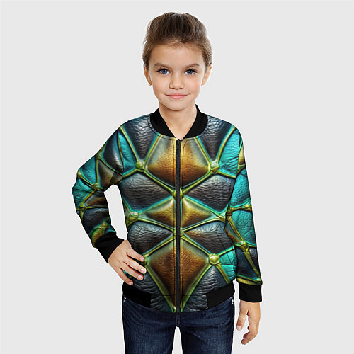 Детский бомбер Объемная футуристичная объемная текстура из кожи / 3D-Черный – фото 4