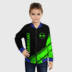 Бомбер детский Kawasaki - logo, цвет: 3D-синий — фото 2