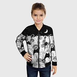 Бомбер детский Коты с креативными хвостами, цвет: 3D-черный — фото 2