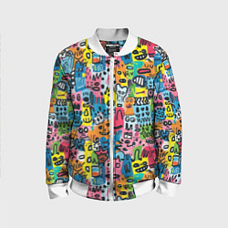 Детский бомбер Весёлые лица абстрактные