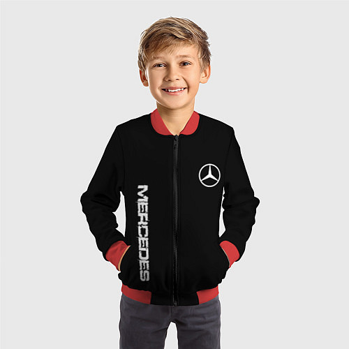 Детский бомбер Mercedes benz logo white auto / 3D-Красный – фото 3