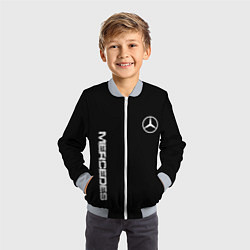 Бомбер детский Mercedes benz logo white auto, цвет: 3D-серый — фото 2