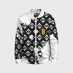 Бомбер детский Bitcoin pattern binance, цвет: 3D-белый
