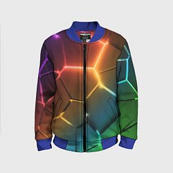 Детский бомбер Радужные неоновые плиты в разломе