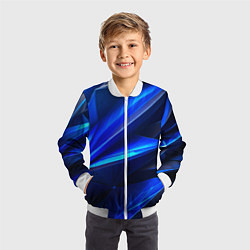 Бомбер детский Синяя геометрическая абстракция, цвет: 3D-белый — фото 2