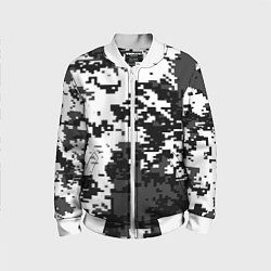 Детский бомбер Камуфляжные пиксели чёрно белый