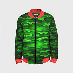 Детский бомбер Зелёные водоросли-камуфляж