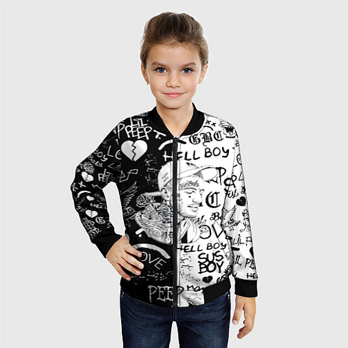 Детский бомбер Lii Peep pattern rap / 3D-Черный – фото 4