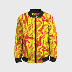 Детский бомбер Абстракция красный рисунок на желтом фоне