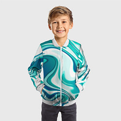 Бомбер детский Кислотно синий белый мраморный фон, цвет: 3D-белый — фото 2