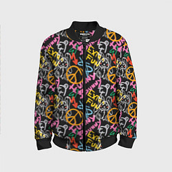 Детский бомбер Funny bunny color graffiti pattern