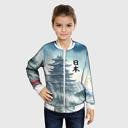 Бомбер детский Японская пагода в тумане - нейросеть, цвет: 3D-белый — фото 2