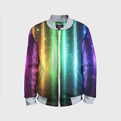 Бомбер детский Светящиеся яркие неоновые полосы в космосе, цвет: 3D-серый