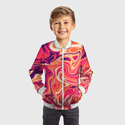 Бомбер детский Абстракция кислотно мраморный фон, цвет: 3D-белый — фото 2