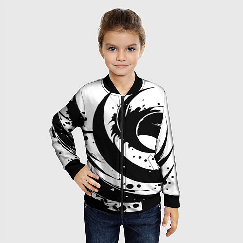 Детский бомбер Ai art black and white abstraction / 3D-Черный – фото 4