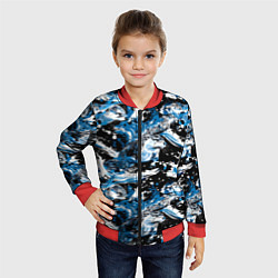 Бомбер детский Выдры в речке на волнах - паттерн, цвет: 3D-красный — фото 2