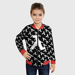 Бомбер детский Half liife logo pattern, цвет: 3D-красный — фото 2
