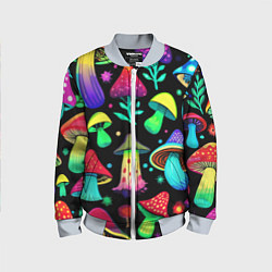 Бомбер детский Биолюминесцентные кислотные грибы, цвет: 3D-серый