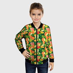 Бомбер детский Летний лимонад паттерны, цвет: 3D-черный — фото 2
