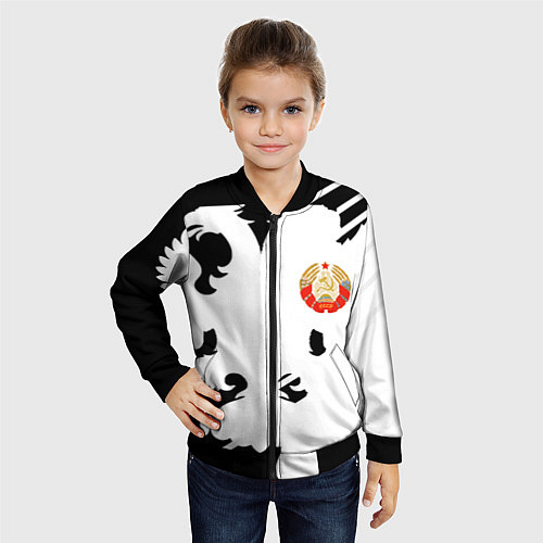 Детский бомбер СССР текстура герб / 3D-Черный – фото 4