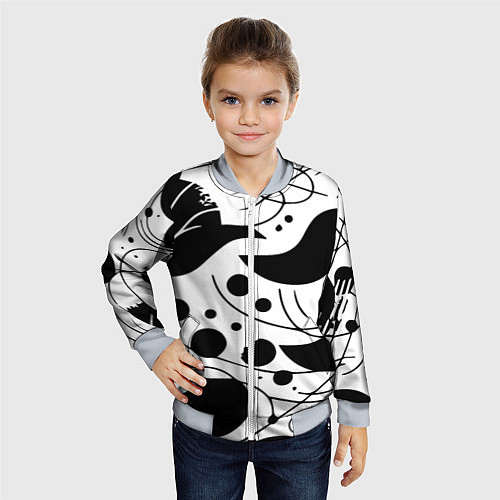 Детский бомбер Fashion abstraction - ai art fantasy / 3D-Серый – фото 4