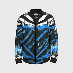 Бомбер детский Blue and white abstraction on a black background, цвет: 3D-черный
