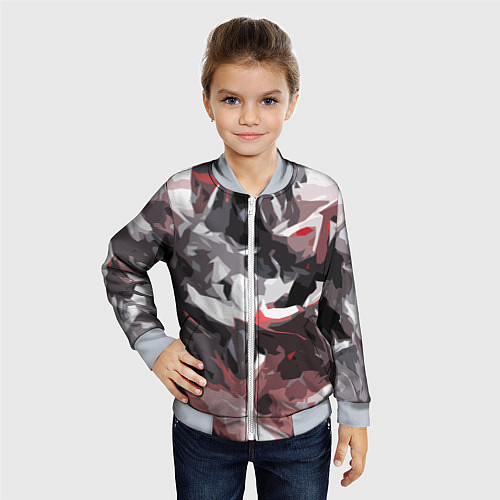 Детский бомбер Абстрактный узор черно-серый / 3D-Серый – фото 4