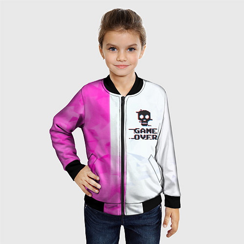 Детский бомбер Game over pink abstraction / 3D-Черный – фото 4