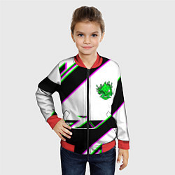 Бомбер детский Cyberpunk logo geometry, цвет: 3D-красный — фото 2