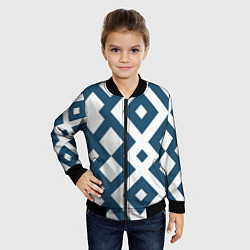Бомбер детский Геометрический узор ромб синий, цвет: 3D-черный — фото 2