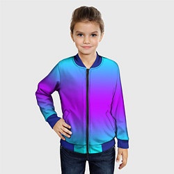 Бомбер детский Градиент текстура неоновая, цвет: 3D-синий — фото 2