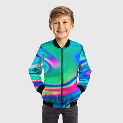Бомбер детский Неоновые голографические краски - светло-голубоват, цвет: 3D-черный — фото 2