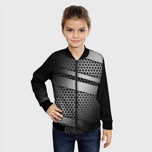 Детский бомбер Карбоновая текстура хром / 3D-Черный – фото 4