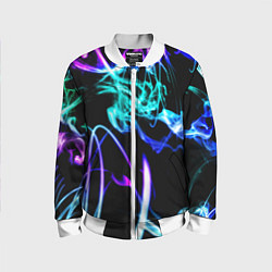 Бомбер детский Неоновый дым текстура, цвет: 3D-белый