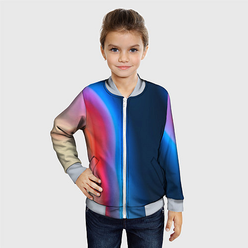 Детский бомбер Неоновый градиент разводы / 3D-Серый – фото 4