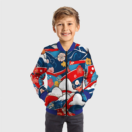 Детский бомбер Восточная аппликация / 3D-Синий – фото 3