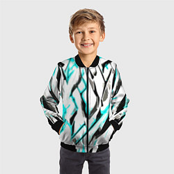 Бомбер детский Чёрно-голубые агрессивные полосы на белом фоне, цвет: 3D-черный — фото 2