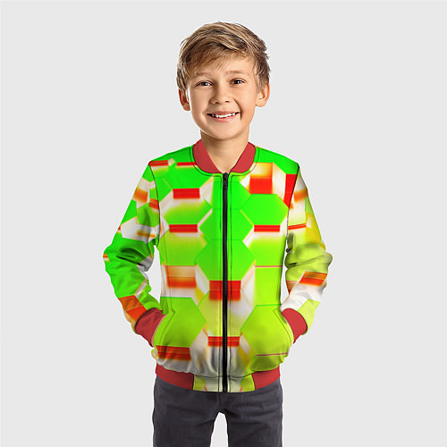 Детский бомбер Кислотные соты / 3D-Красный – фото 3