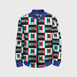 Бомбер детский BTS glitch pattern, цвет: 3D-синий