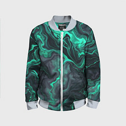 Детский бомбер Бирюзовый мрамор на черном фоне