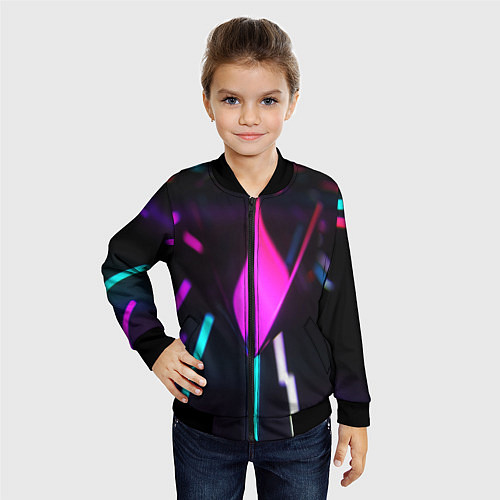 Детский бомбер Оптические лучи неон / 3D-Черный – фото 4