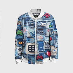 Детский бомбер Геймерские знаки на пэчворк