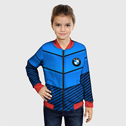 Бомбер детский BMW geometry blue, цвет: 3D-красный — фото 2