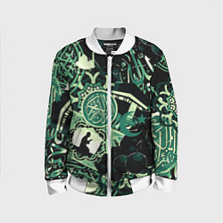 Бомбер детский Полумесяц и мусульманские узоры, цвет: 3D-белый