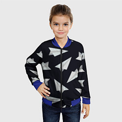 Бомбер детский Белый бумажный самолётик - Телеграм, цвет: 3D-синий — фото 2