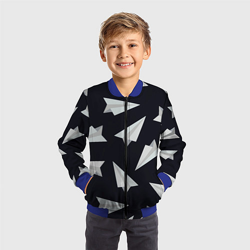 Детский бомбер Белый бумажный самолётик - Телеграм / 3D-Синий – фото 3